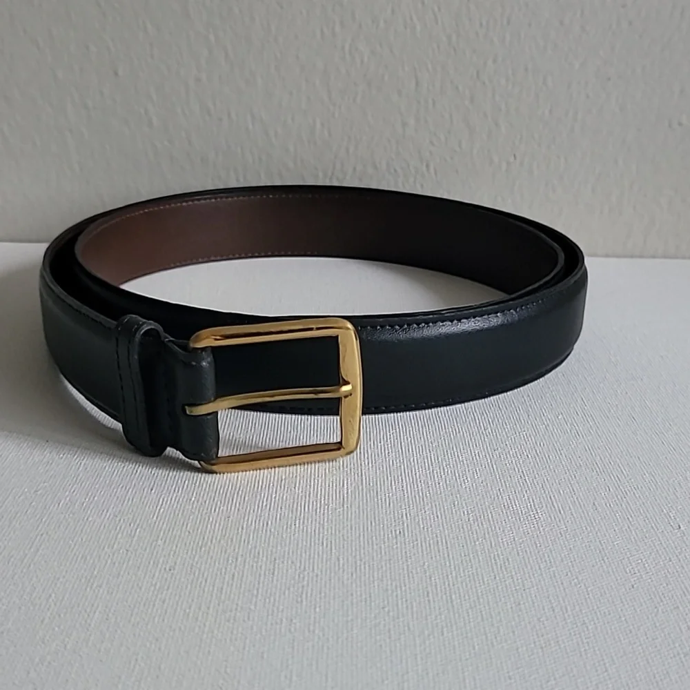 Torino Black European Tanned Cowhide Mens Belt with Brass Buckle Sz 42